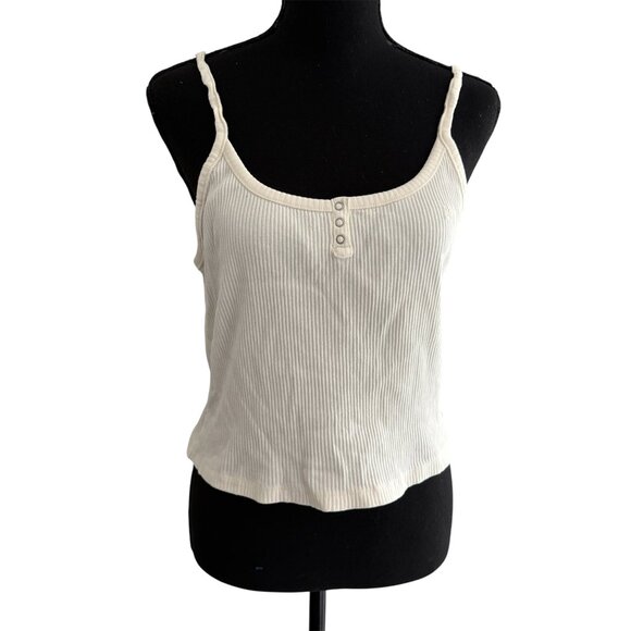 Vintage Lee Slim Fit Womens Y2K Tank Top Size M Preppy Romantic Soft Girl Ribbed - Picture 1 of 11
